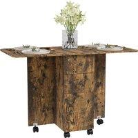 HOMCOM Multi-Storage Six-Person Drop Leaf Dining Table - Rustic Brown Aosom UK