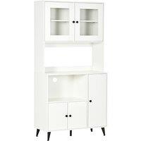 HOMCOM Freestanding Kitchen Cupboard, Modern Kitchen Storage Cabinet with Doors and Adjustable Shelves, 180cm, White