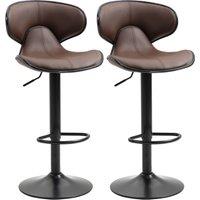 HOMCOM Adjustable Swivel Bar Chair Set of 2, Bar Stools w/ Footrest and Backrest, Steel Frame Gas Lift, Counter Bar Stool, Brown Aosom UK