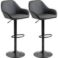 HOMCOM Adjustable Bar Stools Set of 2, Swivel Barstools with Footrest and Backrest, PU Leather and S