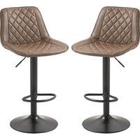 HOMCOM Bar Stools Set of 2, Retro Adjustable Kitchen Stool, Swivel PU Leather Upholstered Bar Chairs w/ Back, Footrest & Steel Base, Brown Aosom UK