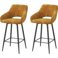 HOMCOM Set of Two Velvet-Feel Bar Stools - Brown