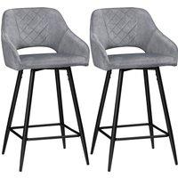 HOMCOM Set of 2 Bar stools With Backs, Velvet-Touch Fabric Counter Height Bar Chairs, Kitchen Stools