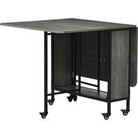 HOMCOM Mobile Drop Leaf Table Folding Kitchen Table Extendable Dining Table For Small Spaces With 6 Wheels & Storage Shelf Aosom UK