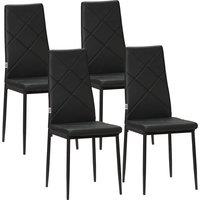 HOMCOM Set of 4 Faux Leather Dining Chairs - Black