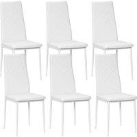 HOMCOM Set of 6 Faux Leather Dining Chairs - White