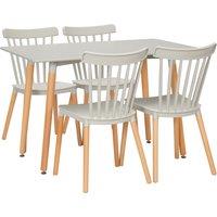 HOMCOM 5 Piece Dining Table Set with Beech Wood Legs, Space Saving Table and 4 Chairs for Small Kitchens, Grey Aosom UK