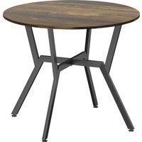 HOMCOM Dining Table, Round Kitchen Table with Black Legs, Anti-slip Foot Pads for Living Room, Dining Room 90 x 76 cm, Rustic Brown