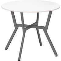 HOMCOM Dining Table, Round Kitchen Table with Black Legs for Living Room, Dining Room 90 x 76 cm, High Gloss White
