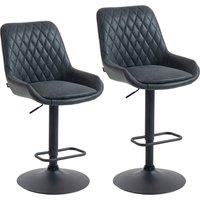 HOMCOM Set of Two Faux Leather Retro Bar Stools - Black