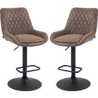 HOMCOM Retro Bar Stools Set of 2, Adjustable Kitchen Stool, Upholstered Bar Chairs with Back, Swivel Seat, Coffee