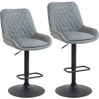 HOMCOM Set of Two Faux Leather Retro Bar Stools - Light Grey