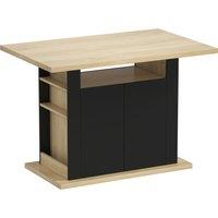 HOMCOM Kitchen Island with Spice Rack, Kitchen Storage with Large Tabletop for 4 People, Adjustable Shelves Black & Natural