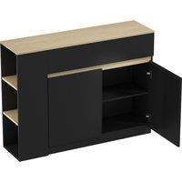 HOMCOM Sideboard, Storage Cabinet with Adjustable Shelf, 2 Drawers, 3 Open Shelves, Black