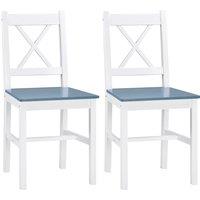 HOMCOM Dining Chairs Set of 2, Pine Wood Kitchen Chairs with Cross Back, Solid Structure for Living Room and Dining Room, White