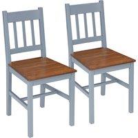 HOMCOM Dining Chairs Set of 2, Kitchen Chair with Slat Back, Pine Wood Structure for Living Room and Dining Room, Grey