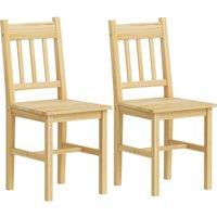 HOMCOM Dining Chairs Set of 2, Kitchen Chair with Slat Back, Pine Wood Structure for Living Room and Dining Room, Natural