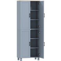 HOMCOM Freestanding Kitchen Cupboard, 4-Door Storage Cabinet with Adjustable Shelves, Modern Kitchen Pantry for Dining Room, 170cm, Grey Wood Effect
