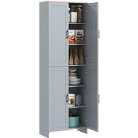 HOMCOM Freestanding Kitchen Cupboard, 4-Door Storage Cabinet Organizer with Adjustable Shelves Grey Aosom UK