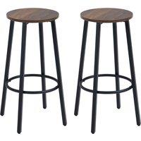 HOMCOM Industrial Bar Chair Set of 2: Steel Legs, Round Footrest, Rustic Brown for Dining Areas, Counter Bar Stool Aosom UK