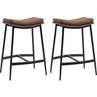 HOMCOM Breakfast Bar Chairs Set of 2, Microfibre Upholstered Counter Bar Stool, Industrial Bar Stool with Curved Seat and Steel Frame Aosom UK