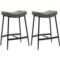 HOMCOM Bar Chairs Set of 2, Microfibre Upholstered Barstools, Industrial Counter Bar Stool with Curved Seat and Steel Frame Aosom UK