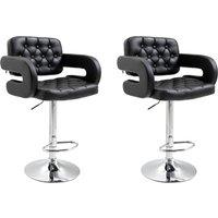 Set of 2 PU Leather Upholstered Swivel Bar Stool, Height Adjustable Barstool with Back, Armrest, Footrest for Kitchen
