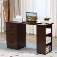 HOMCOM 120cm Computer Desk with Storage Shelves Drawers, Writing Table Study Workstation for Home Of