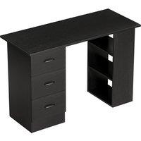 HOMCOM Computer Desk, Writing Table, PC Workstation with 3 Storage Shelves and Drawers, Handle, for Home Office, Black