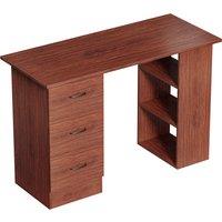 HOMCOM Computer Desk, Writing Table, PC Workstation with 3 Storage Shelves and Drawers, Handle, for Home Office, Walnut Brown