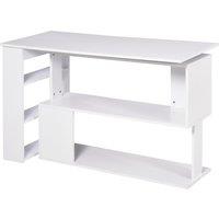 HOMCOM Corner Computer Desk, L Shaped Desk with 360 Rotating Bookshelf, 120L x 110W x 74.5H cm, White