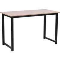 HOMCOM Computer Desk, PC Writing Table, Home Office Workstation, Adjustable Feet, Metal Frame, Oak Black Aosom UK