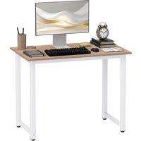 HOMCOM Computer Desk, Writing Table, 100 x 60 x 76cm Workstation for Home Office, Study with Metal Frame, Simple Assembly, White