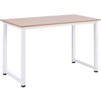 HOMCOM Adjustable Computer Desk, PC Writing Table for Home Office, Stable Workstation with Metal Frame, Oak and White Aosom UK