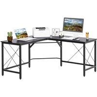 HOMCOM Corner Gaming Desk L-Shape Computer PC Workstation Home Office Three Worktop Writing Table 76x150cm Black Aosom UK