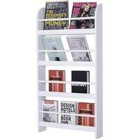 HOMCOM Wood Wall/Standing Magazine Holders Book Rack Shelf 4 Tiers Space Saving Design Water Resist Home Office Decoration Aosom UK
