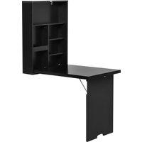 HOMCOM Compact Foldable Wall-Mounted Table, Drop-Leaf Design, Chalkboard, Shelf, Multifunction, Blac