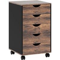 HOMCOM Five-Drawer Filing Cabinet - Rustic Brown