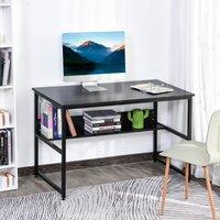 HOMCOM Computer Desk w/ Storage Shelf Adjustable Feet Metal Frame Home Office Laptop Study Writing W