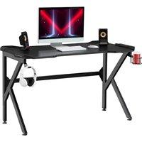 HOMCOM Gaming desk with Cup Holder Headphone Hook Feet Adjustable 120 x 66 x 75cm Black Aosom UK