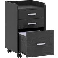 HOMCOM 3 Drawer Filing Cabinet, Rolling File Cabinet with Edged Top for Letter, A4 Size, Hanging File Folders, Black