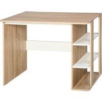 HOMCOM Office Table with 3-Tier Storage Shelf, Desk with Shelves for Home Office, Study, Living Room, Computer Desk, Oak & White Aosom UK