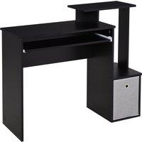 HOMCOM Computer Table with Keyboard Tray, Drawer, Shelf, Wooden Computer Desk, Home Office Workstation, Study Gaming Desk, Black Aosom UK