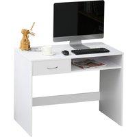 HOMCOM Computer Desk with Shelf Drawer, Study Table with Storage Compartment, Writing Station, Stylish Display Storage, White Aosom UK