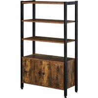 HOMCOM Industrial Bookshelf, Storage Cabinet with 3-Tier with Doors, for Home Office, Living Room Rustic Brown Aosom UK