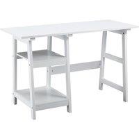 HOMCOM Study Table with Bookshelf, Compact Computer Desk with Storage Shelves, PC Workstation for Home Office, White. Aosom UK