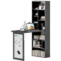 HOMCOM Three-Part Work Desk, with Storage and Chalkboard - Black