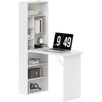 HOMCOM Three-Part Work Desk, with Storage and Chalkboard - White
