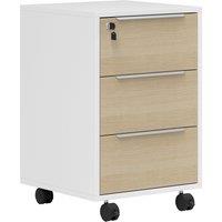 HOMCOM Rolling office pedestal with 3 drawers and lock, rolling office storage unit, 40 x 40 x 63.5 cm, oak