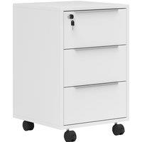 HOMCOM Three-Drawer Locking Filing Cabinet - White